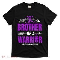 AlzheimerS Awareness Brother Of A Warrior Purple Ribbon T-Shirt thumb 0
