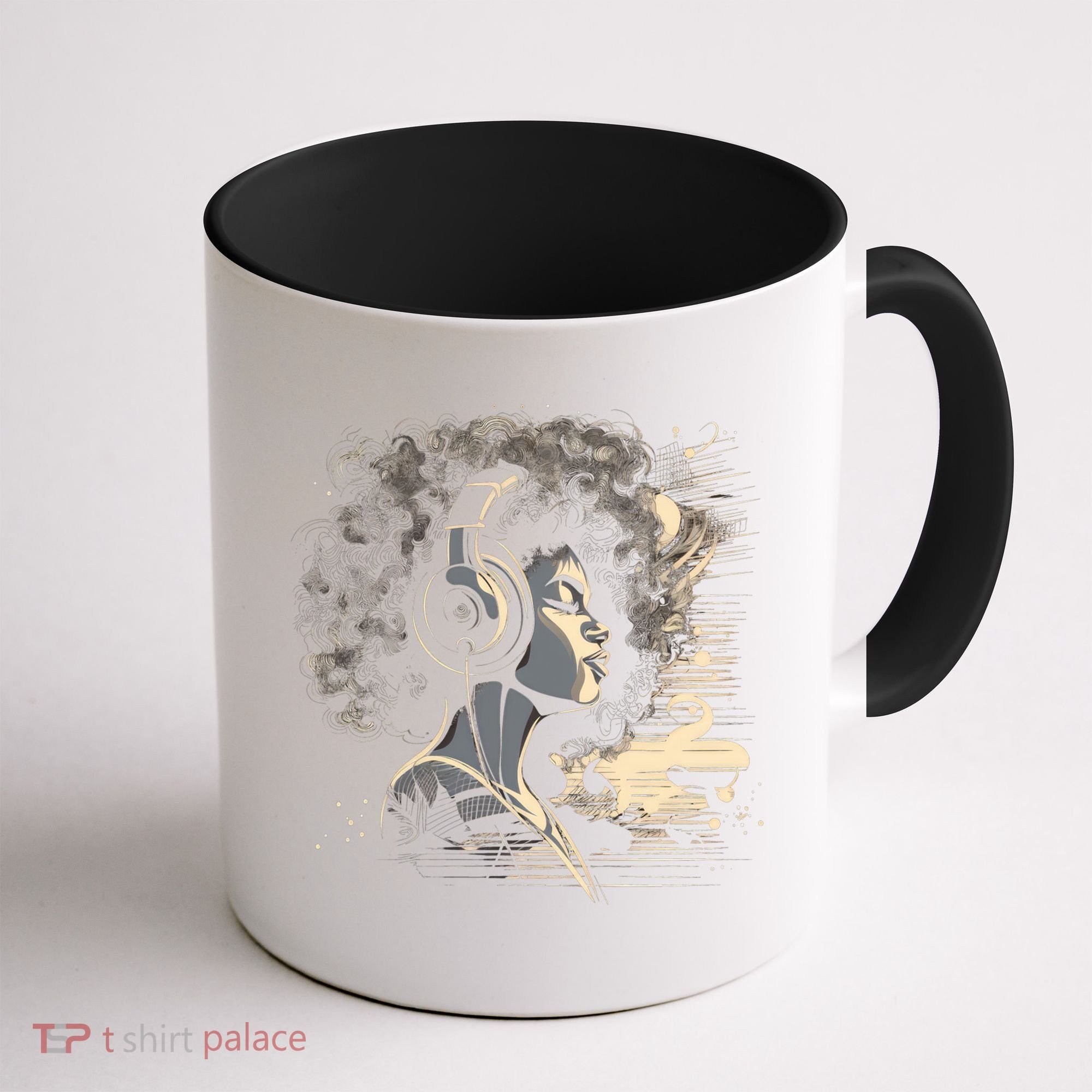 African American Black Headphones Music Graphic Cute Gift Coffee Mug