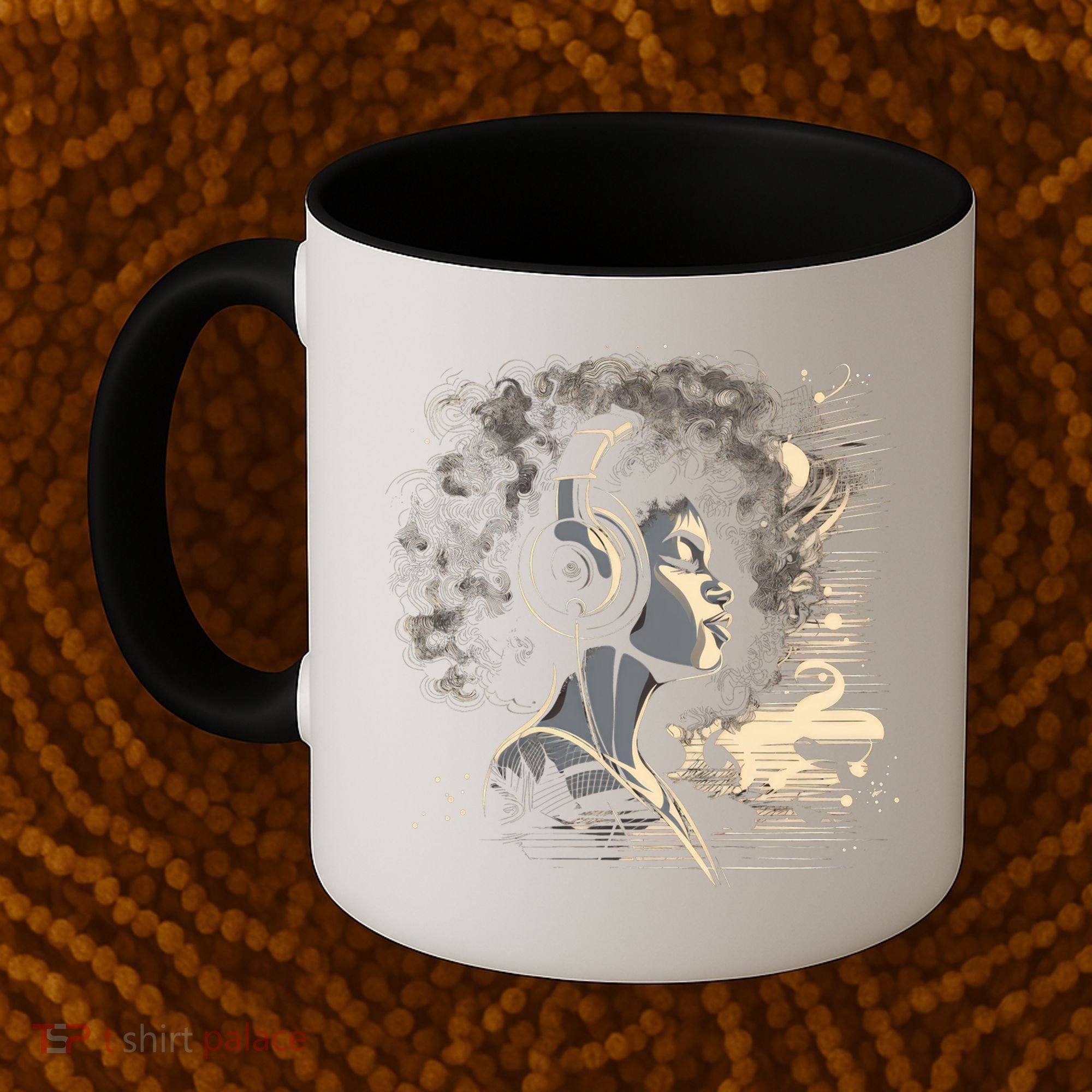 African American Black Headphones Music Graphic Cute Gift Coffee Mug