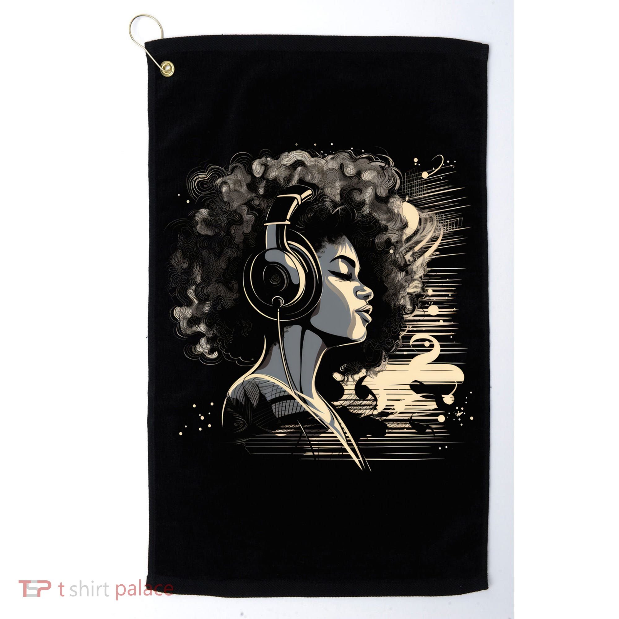 African American Black Headphones Music Graphic Cute Gift Golf Towel