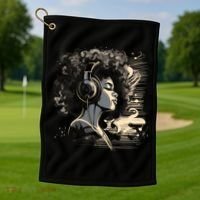 African American Black Headphones Music Graphic Cute Gift Golf Towel thumb 1
