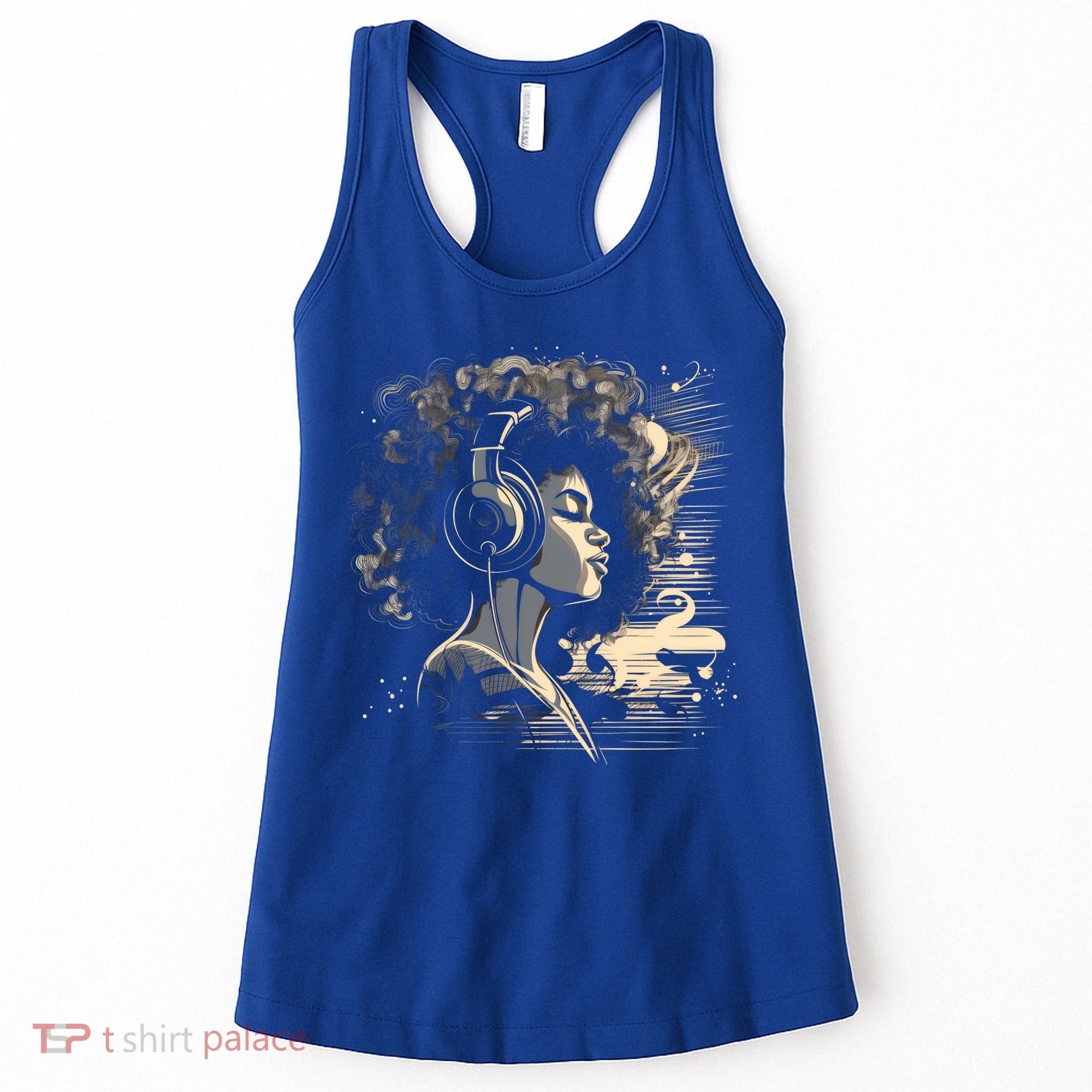 African American Black Headphones Music Graphic Cute Gift Women's Tank Top