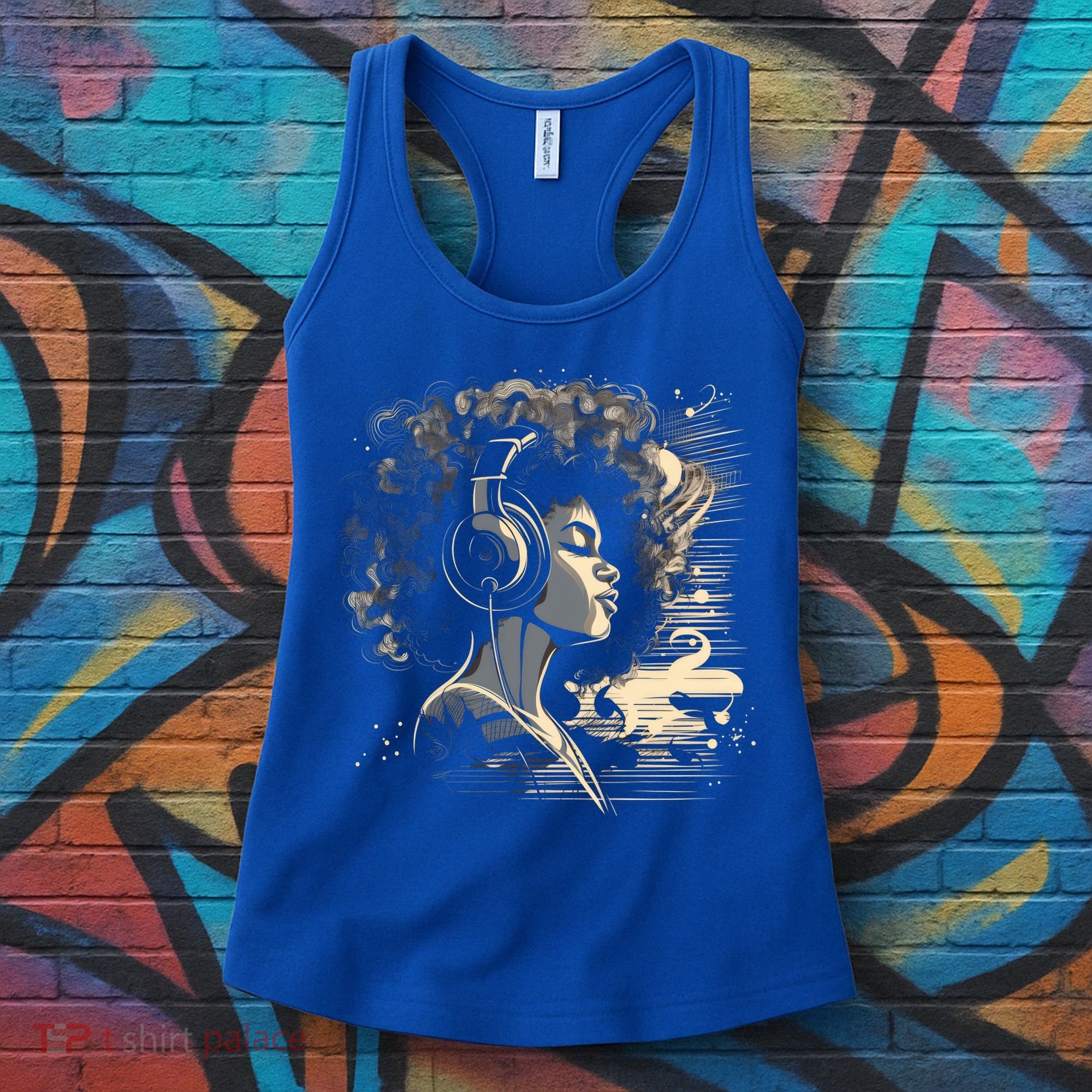 African American Black Headphones Music Graphic Cute Gift Women's Tank Top