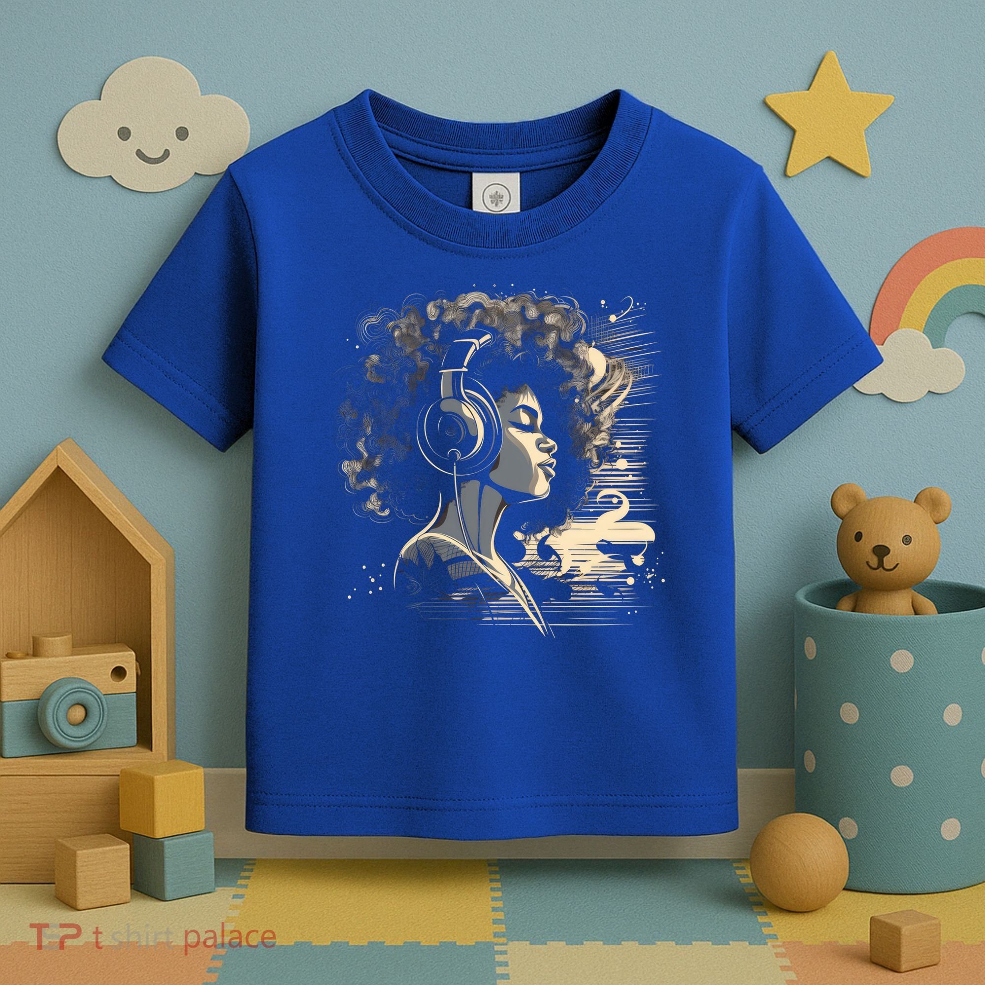 African American Black Headphones Music Graphic Cute Gift Toddler T-Shirt
