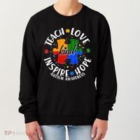 Autism Awareness Be Kind Teach Love Inspire Hope Women's Sweatshirt thumb 0