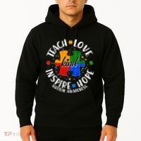Autism Awareness Be Kind Teach Love Inspire Hope Hoodie thumb 2