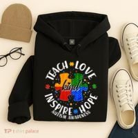 Autism Awareness Be Kind Teach Love Inspire Hope Hoodie thumb 4