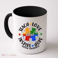 Autism Awareness Be Kind Teach Love Inspire Hope Coffee Mug thumb 0