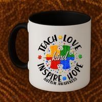 Autism Awareness Be Kind Teach Love Inspire Hope Coffee Mug thumb 2