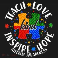 Autism Awareness Be Kind Teach Love Inspire Hope Women's Hoodie thumb 2