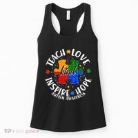 Autism Awareness Be Kind Teach Love Inspire Hope Women's Tank Top thumb 0