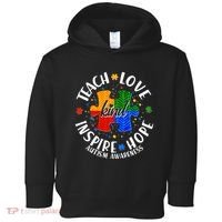 Autism Awareness Be Kind Teach Love Inspire Hope Toddler Hoodie thumb 0