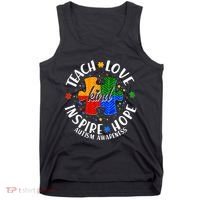 Autism Awareness Be Kind Teach Love Inspire Hope Tank Top thumb 0