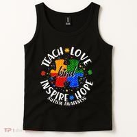 Autism Awareness Be Kind Teach Love Inspire Hope Tank Top thumb 2