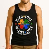 Autism Awareness Be Kind Teach Love Inspire Hope Tank Top thumb 3