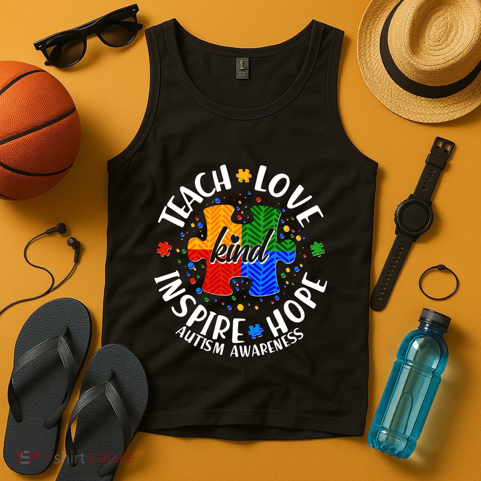 Autism Awareness Be Kind Teach Love Inspire Hope Tank Top