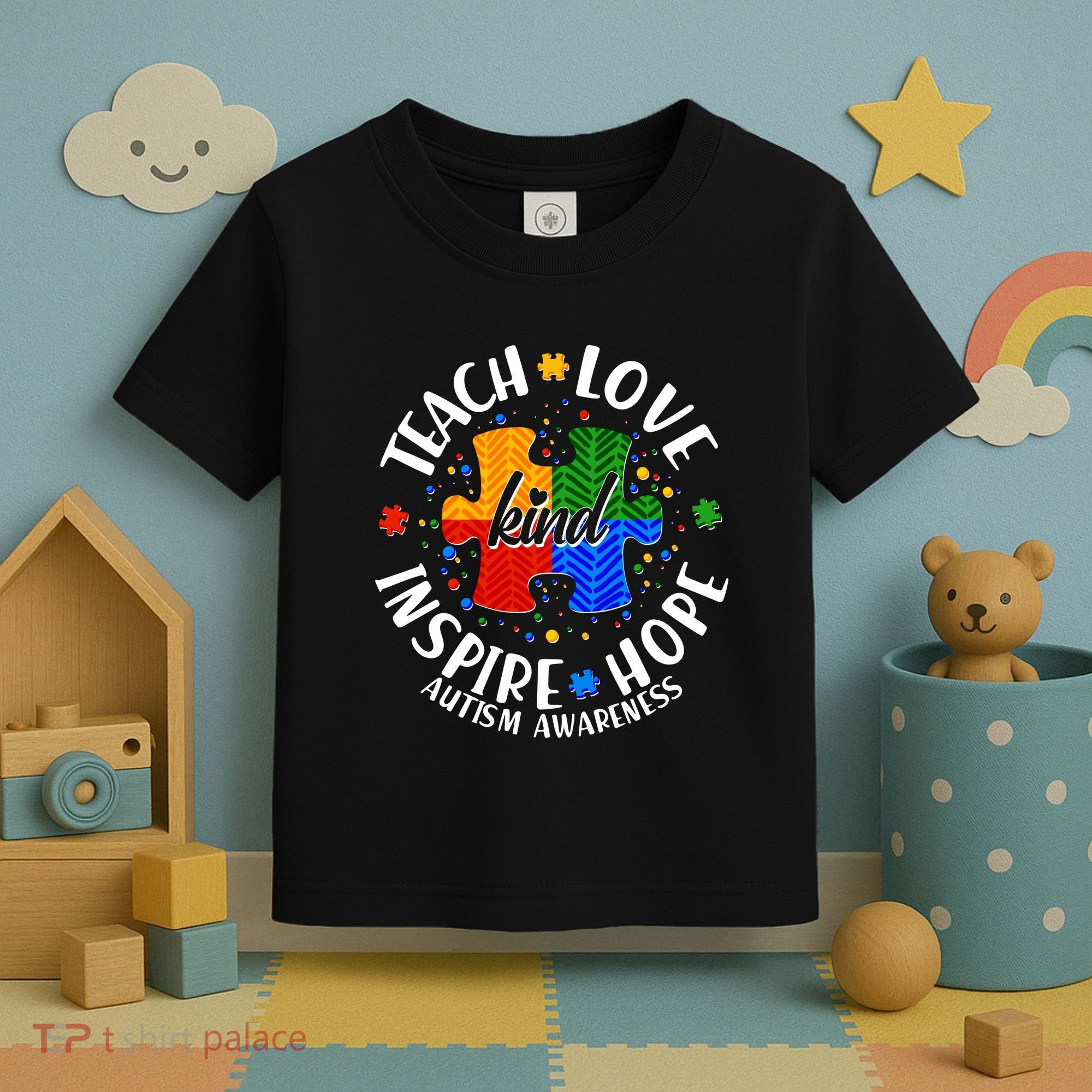 Autism Awareness Be Kind Teach Love Inspire Hope Toddler T-Shirt