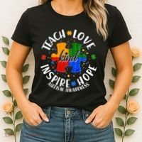 Autism Awareness Be Kind Teach Love Inspire Hope Women's T-Shirt thumb 2