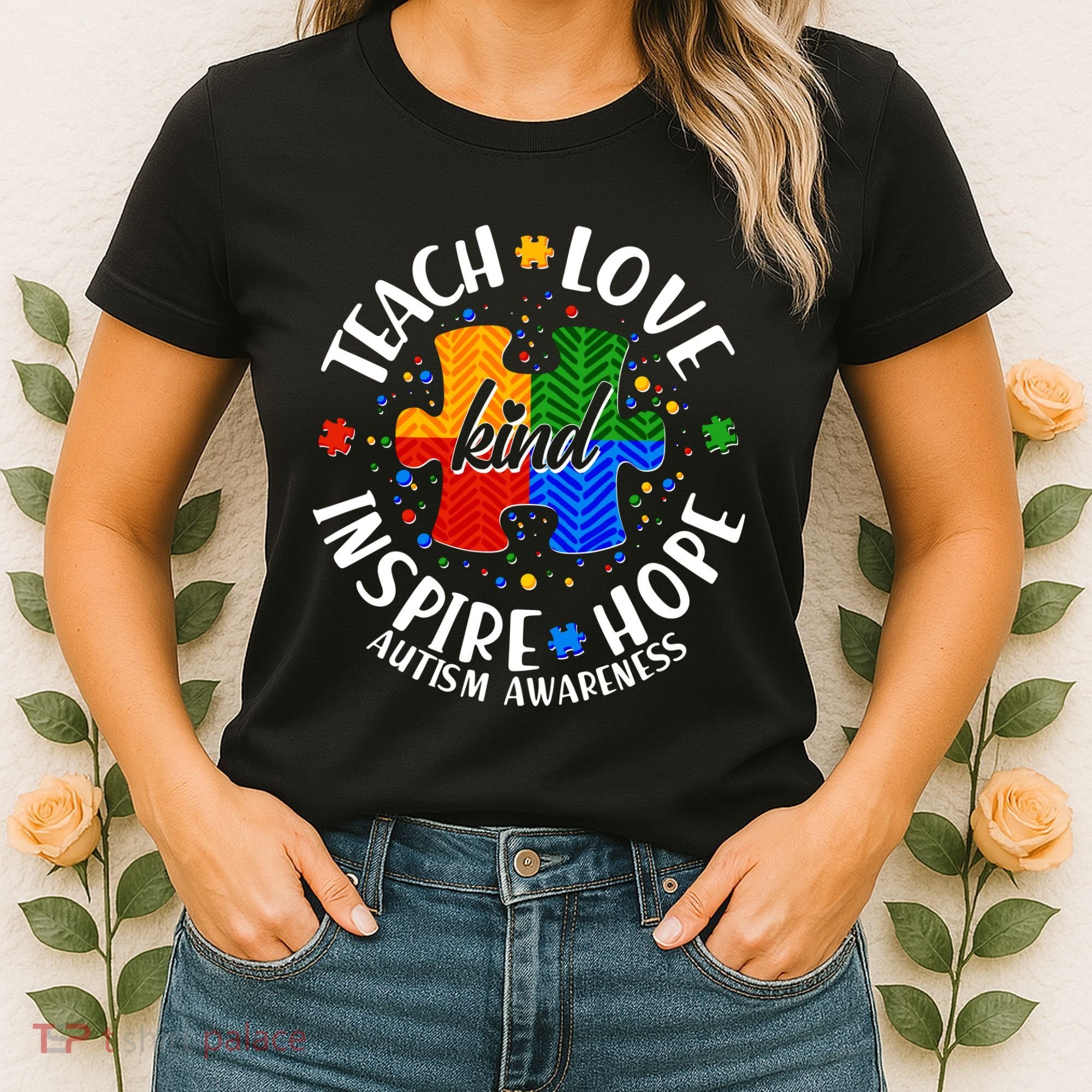 Autism Awareness Be Kind Teach Love Inspire Hope Women's T-Shirt