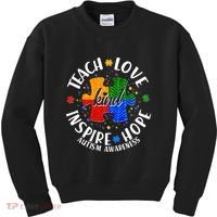 Autism Awareness Be Kind Teach Love Inspire Hope Kids Sweatshirt thumb 0