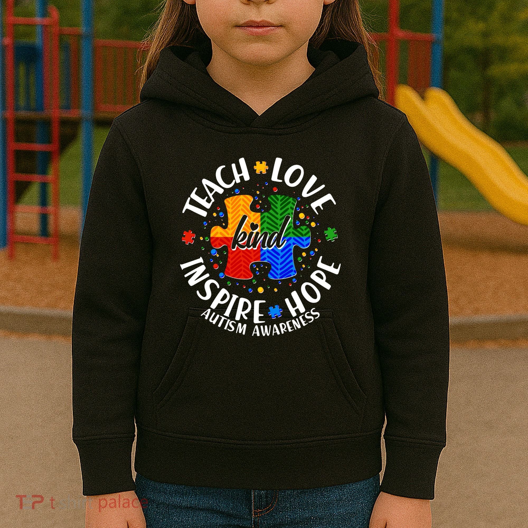 Autism Awareness Be Kind Teach Love Inspire Hope Kids Hoodie