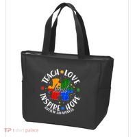 Autism Awareness Be Kind Teach Love Inspire Hope Tote Bag thumb 3