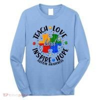 Autism Awareness Be Kind Teach Love Inspire Hope Long Sleeve Shirt thumb 0