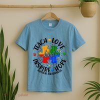 Autism Awareness Be Kind Teach Love Inspire Hope T-Shirt thumb 2