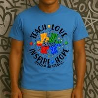 Autism Awareness Be Kind Teach Love Inspire Hope T-Shirt thumb 3