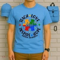Autism Awareness Be Kind Teach Love Inspire Hope T-Shirt thumb 5