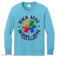 Autism Awareness Be Kind Teach Love Inspire Hope Kids Long Sleeve Shirt thumb 0