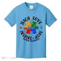 Autism Awareness Be Kind Teach Love Inspire Hope Kids T-Shirt thumb 0
