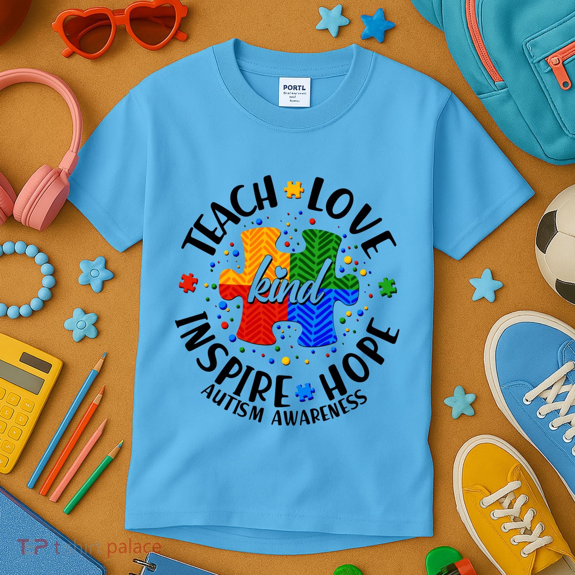 Autism Awareness Be Kind Teach Love Inspire Hope Kids T-Shirt