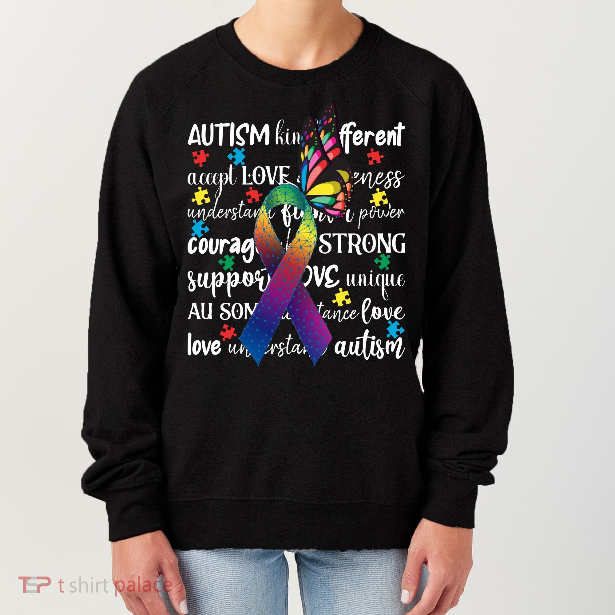 Autism Acceptance Butterfly Different Is Beautiful Women's Sweatshirt