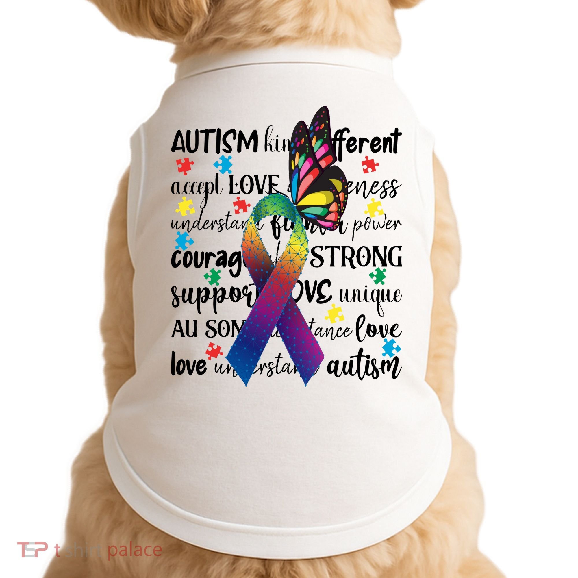 Autism Acceptance Butterfly Different Is Beautiful Doggie Tank