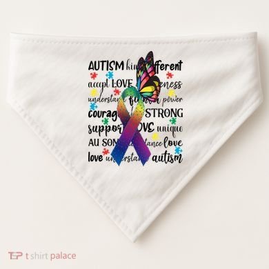 Autism Acceptance Butterfly Different Is Beautiful USA-Made Doggie Bandana