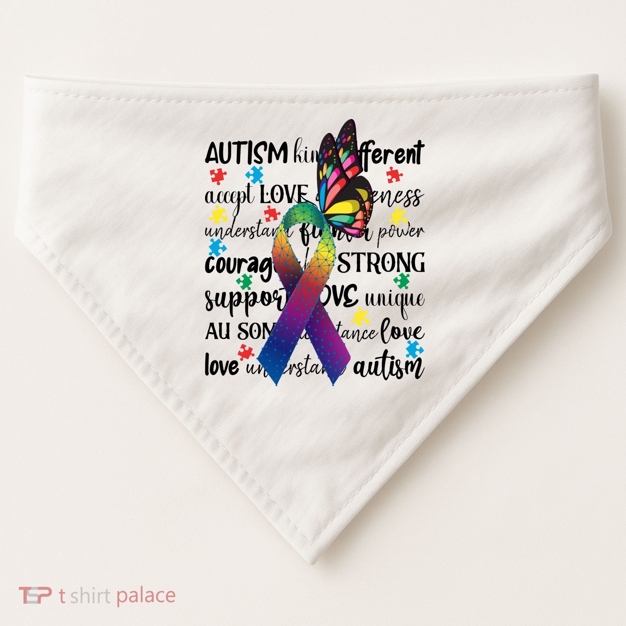 Autism Acceptance Butterfly Different Is Beautiful USA-Made Doggie Bandana