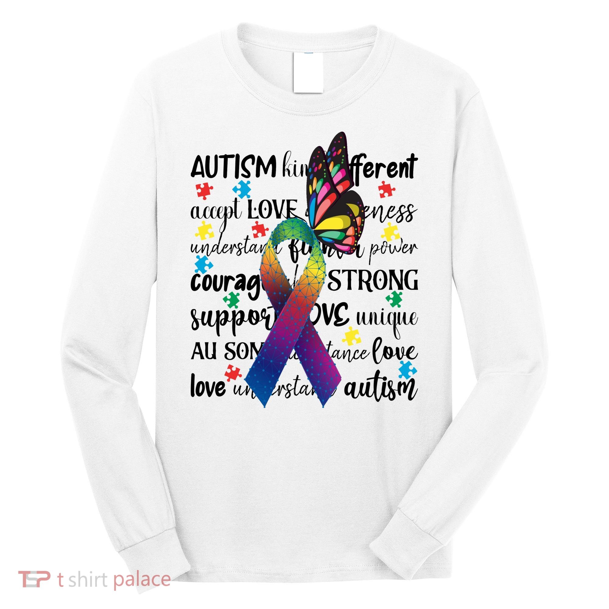 Autism Acceptance Butterfly Different Is Beautiful Long Sleeve Shirt