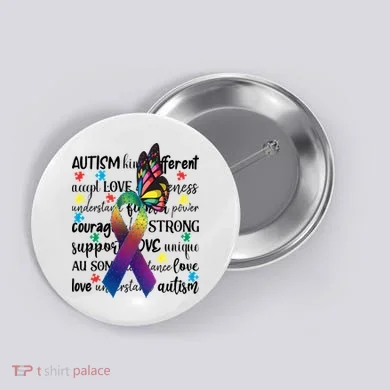 Autism Acceptance Butterfly Different Is Beautiful Button