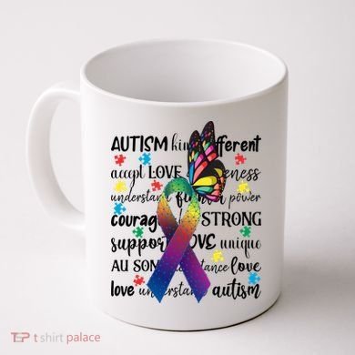Autism Acceptance Butterfly Different Is Beautiful Coffee Mug