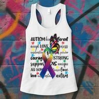 Autism Acceptance Butterfly Different Is Beautiful Women's Tank Top thumb 3