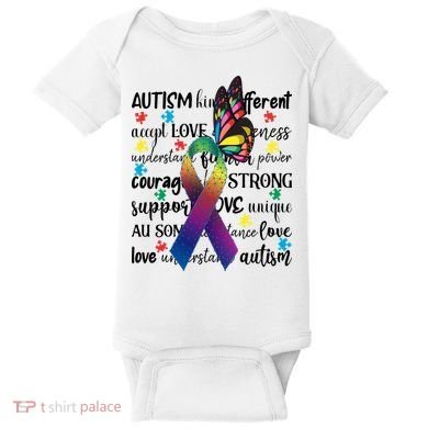 Autism Acceptance Butterfly Different Is Beautiful Baby Bodysuit