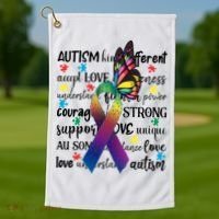 Autism Acceptance Butterfly Different Is Beautiful Golf Towel thumb 1