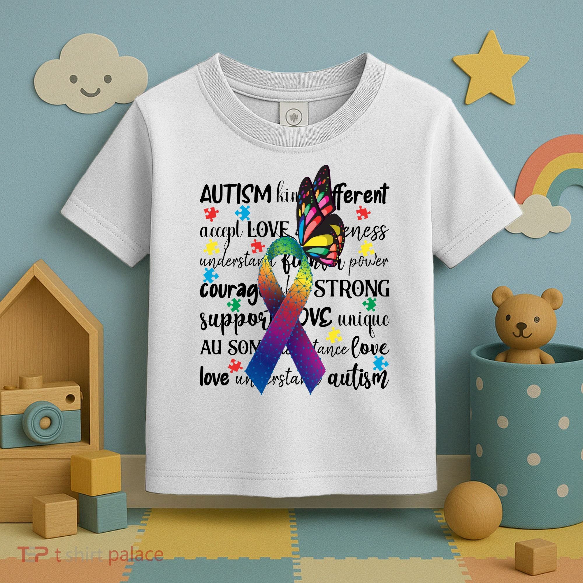 Autism Acceptance Butterfly Different Is Beautiful Toddler T-Shirt