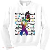 Autism Acceptance Butterfly Different Is Beautiful Kids Sweatshirt thumb 0