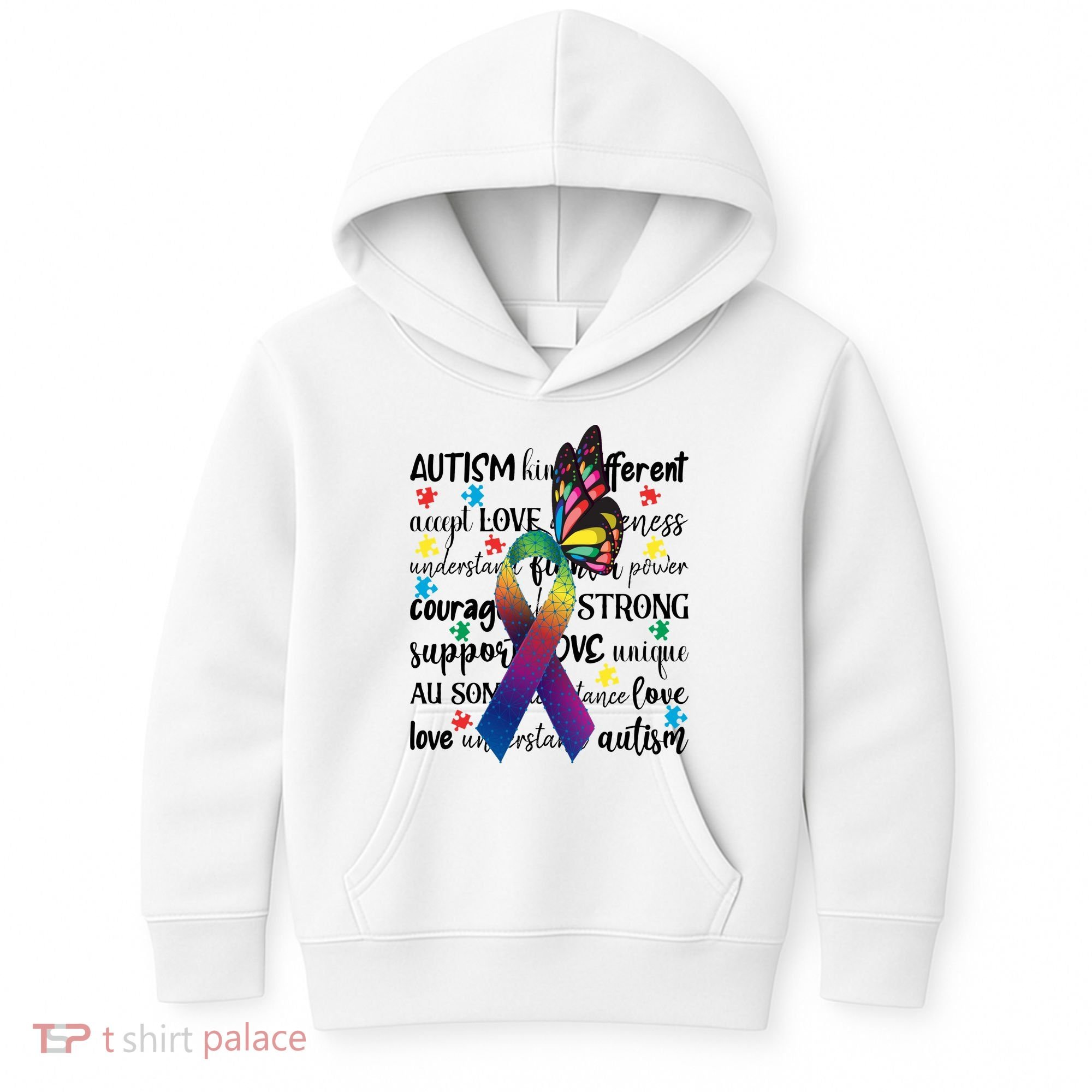 Autism Acceptance Butterfly Different Is Beautiful Kids Hoodie