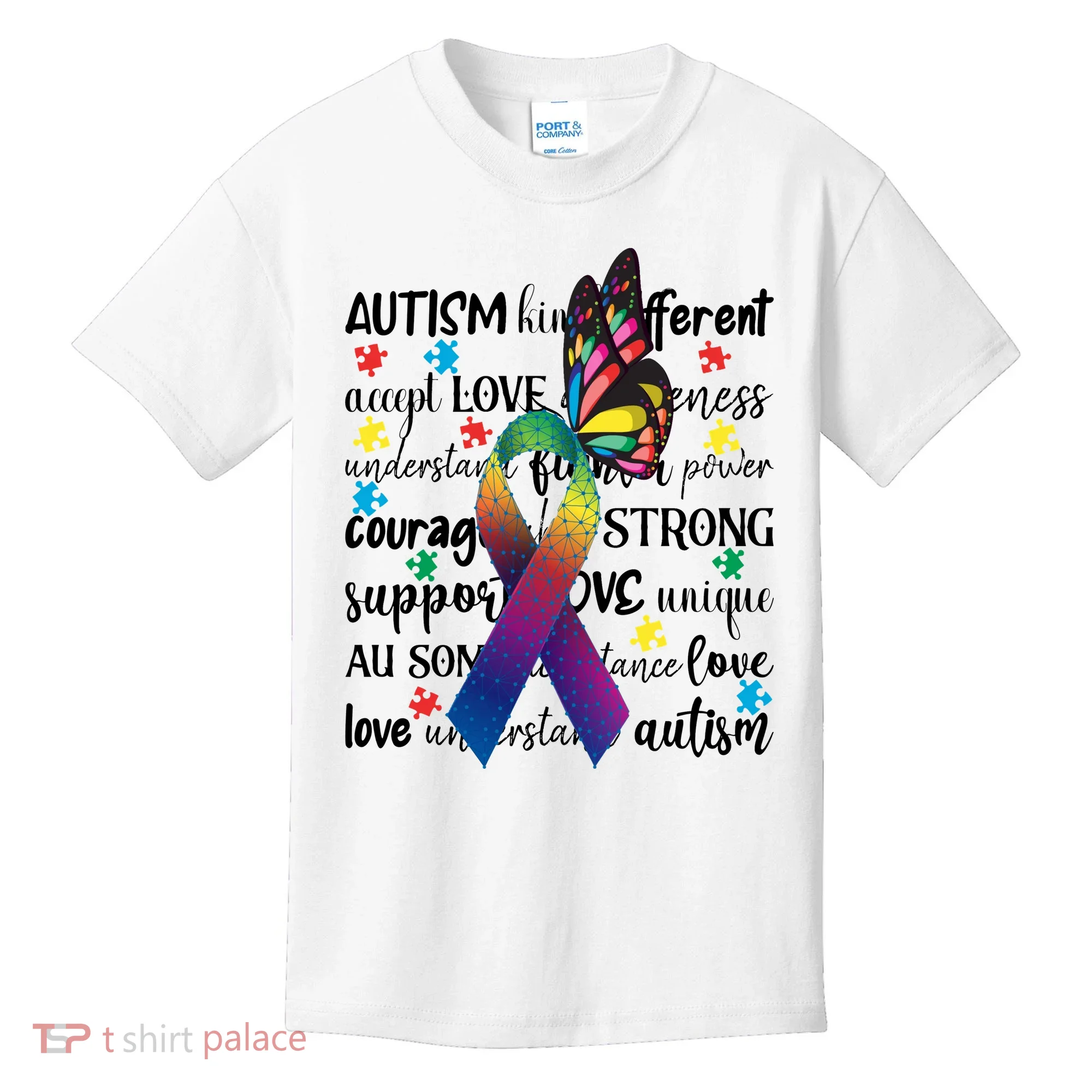 Autism Acceptance Butterfly Different Is Beautiful Kids T-Shirt