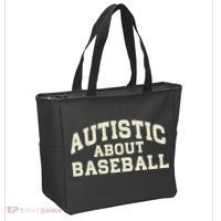 Autistic About Baseball Funny Baseball Lover Saying Quote Tote Bag thumb 2