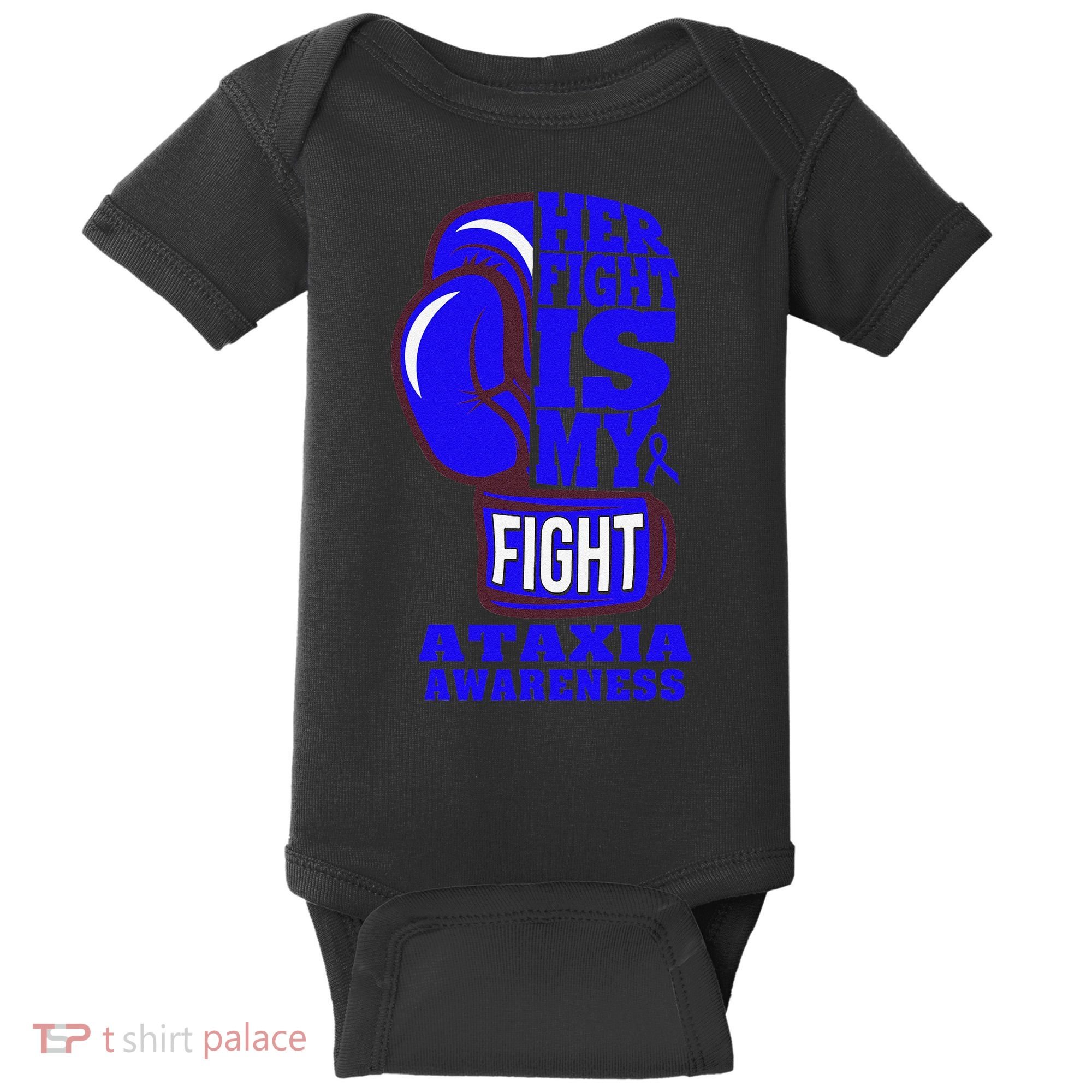 Ataxia Awareness Boxing Her Fight Is My Fight Blue Ribbon Baby Bodysuit
