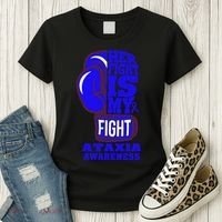 Ataxia Awareness Boxing Her Fight Is My Fight Blue Ribbon Women's T-Shirt thumb 3